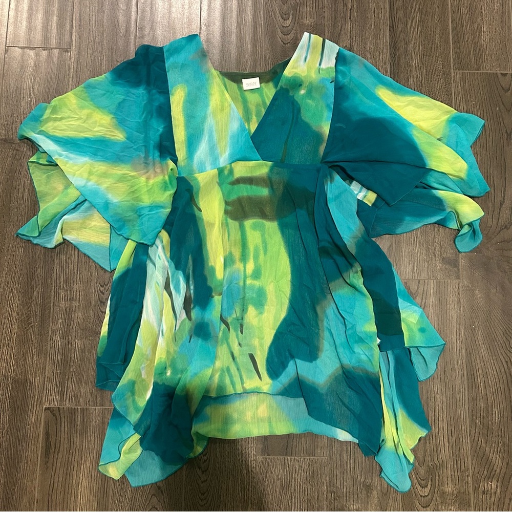 Suzy Vibrant Multicolor Sheer Kimono Top - Picture 3 of 8